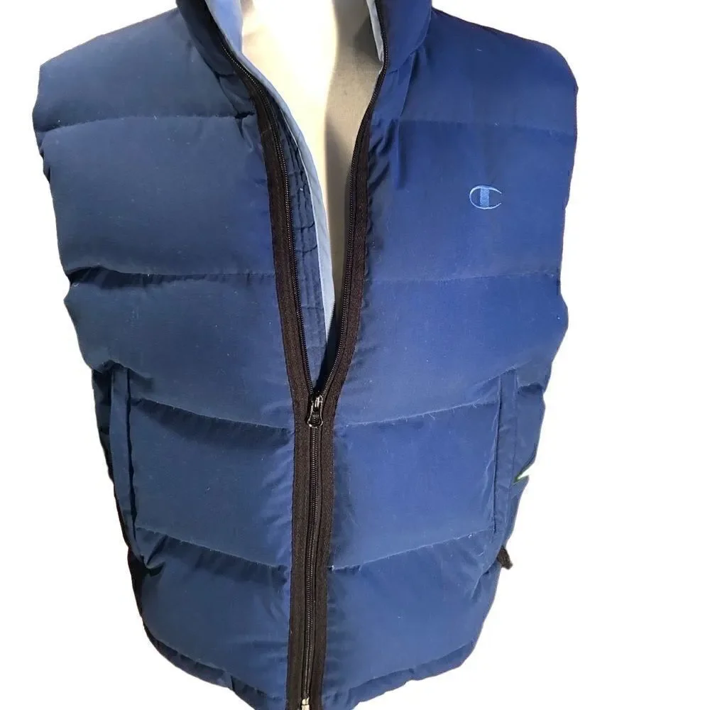 Champion Navy Blue Down Puffer Vest Size Small-EUC